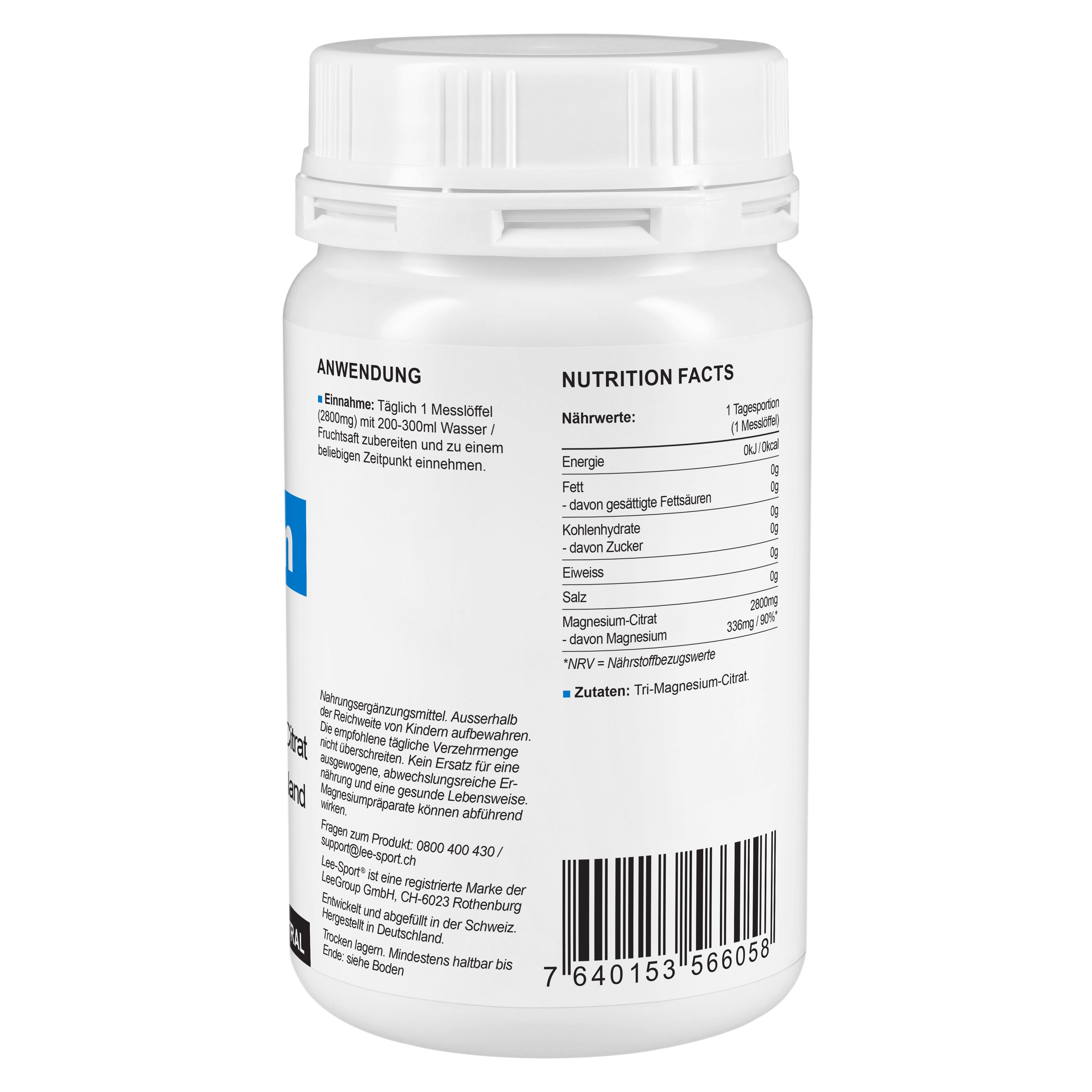 Magnesium Citrat, Nutrition Facts