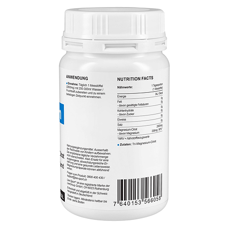 Magnesium Citrat, Nutrition Facts