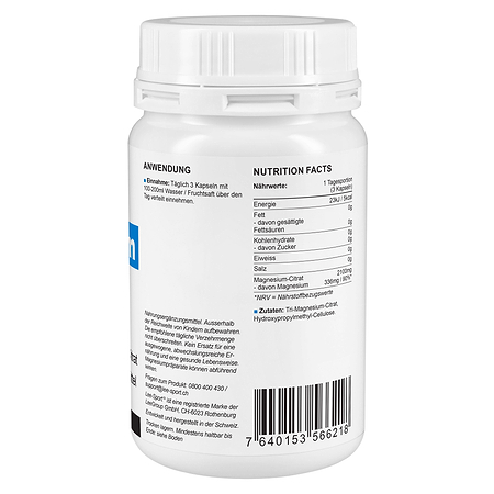 Magnesium Kapseln, Nutrition Facts