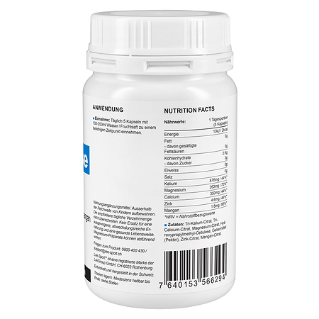 Mineral Base Kapseln, Nutrition Facts