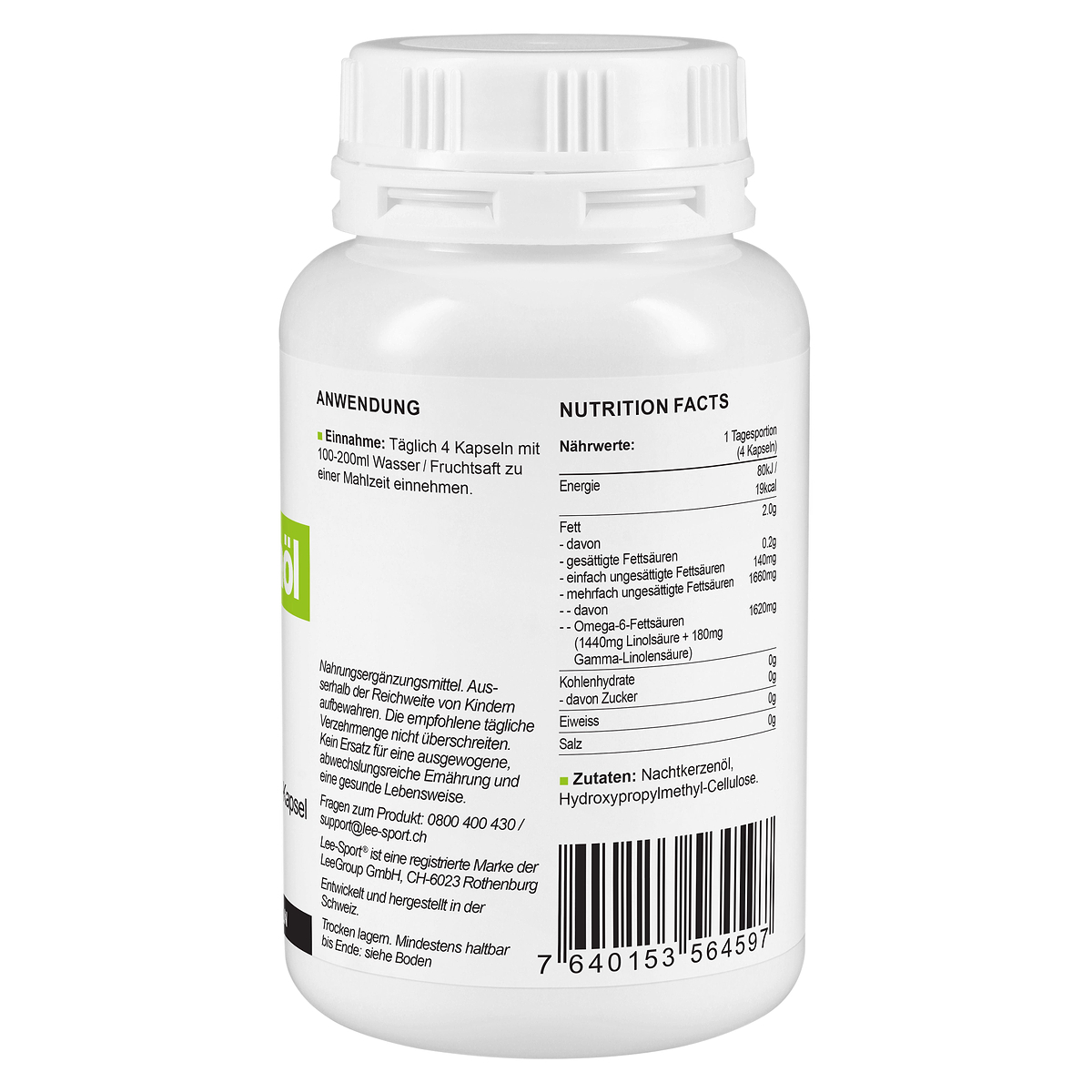 Nachtkerzenöl Kapseln, Nutrition Facts