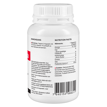 Postbiotika Kapseln, Nutrition Facts