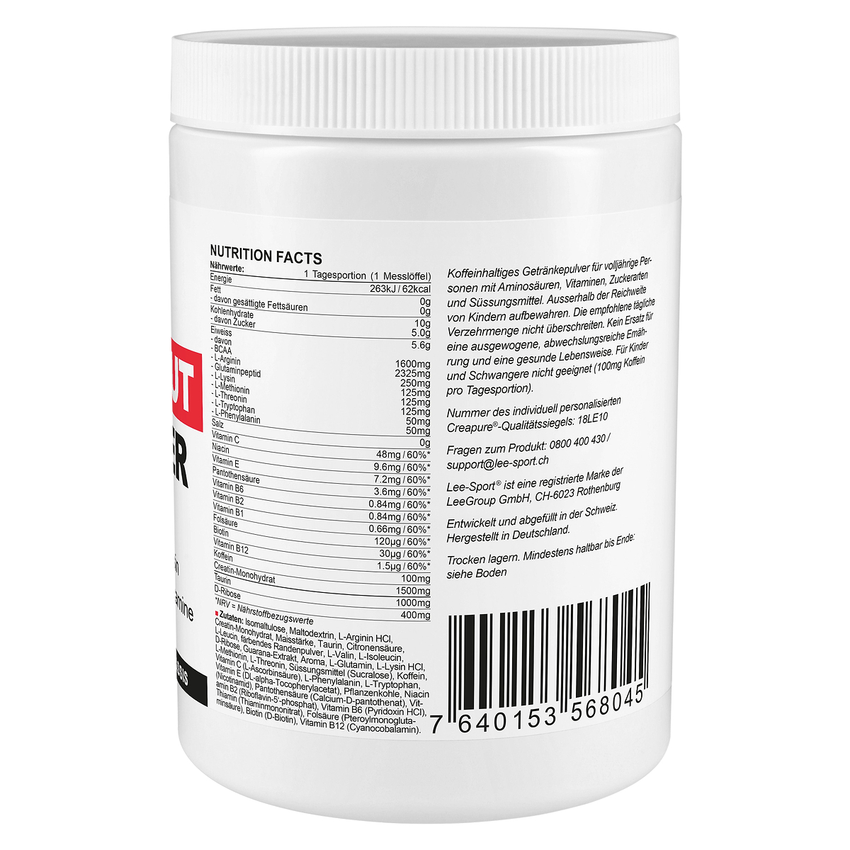 Pre Workout NoX Booster, Nutrition Facts