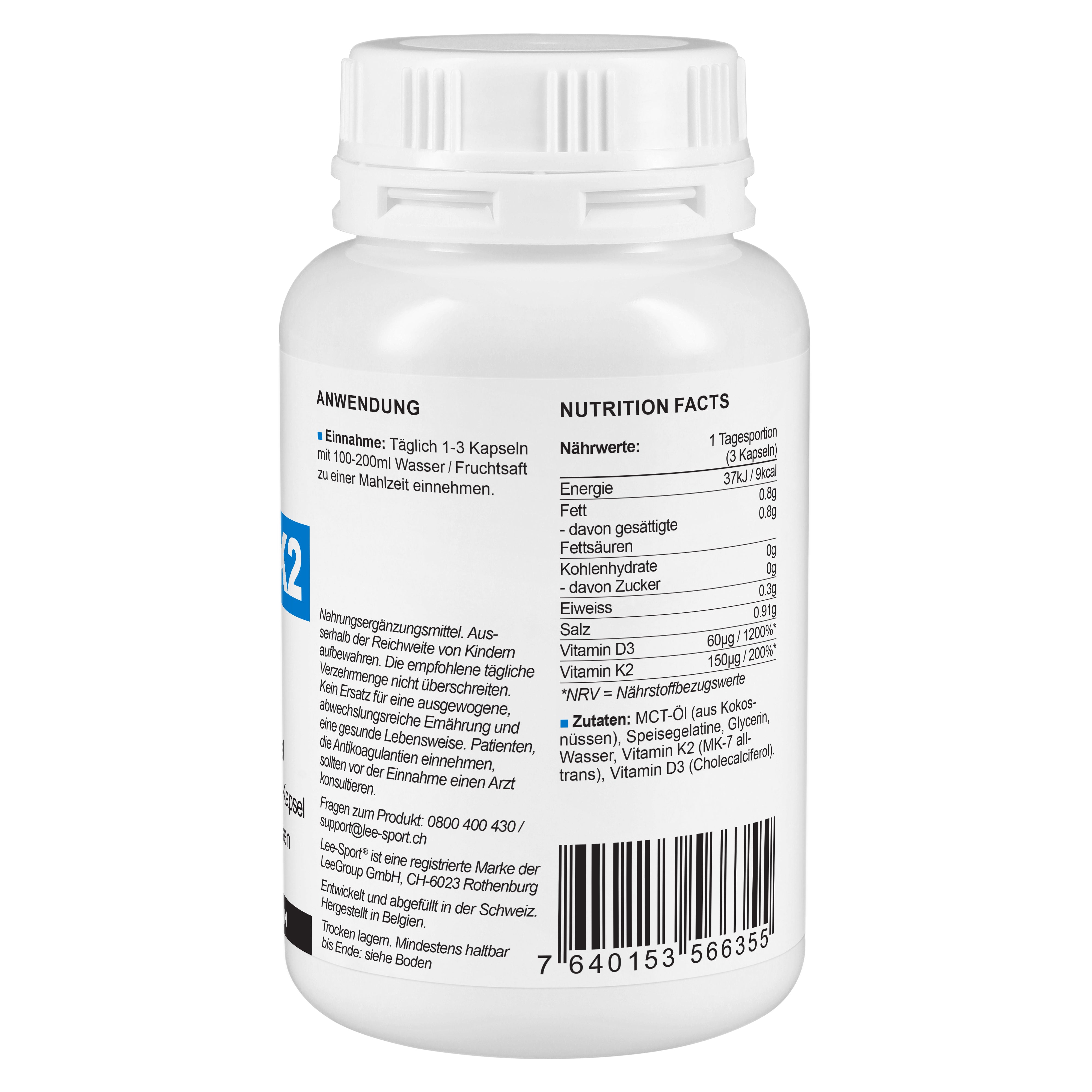 Vitamin D3 K2 Kapseln, Nutrition Facts