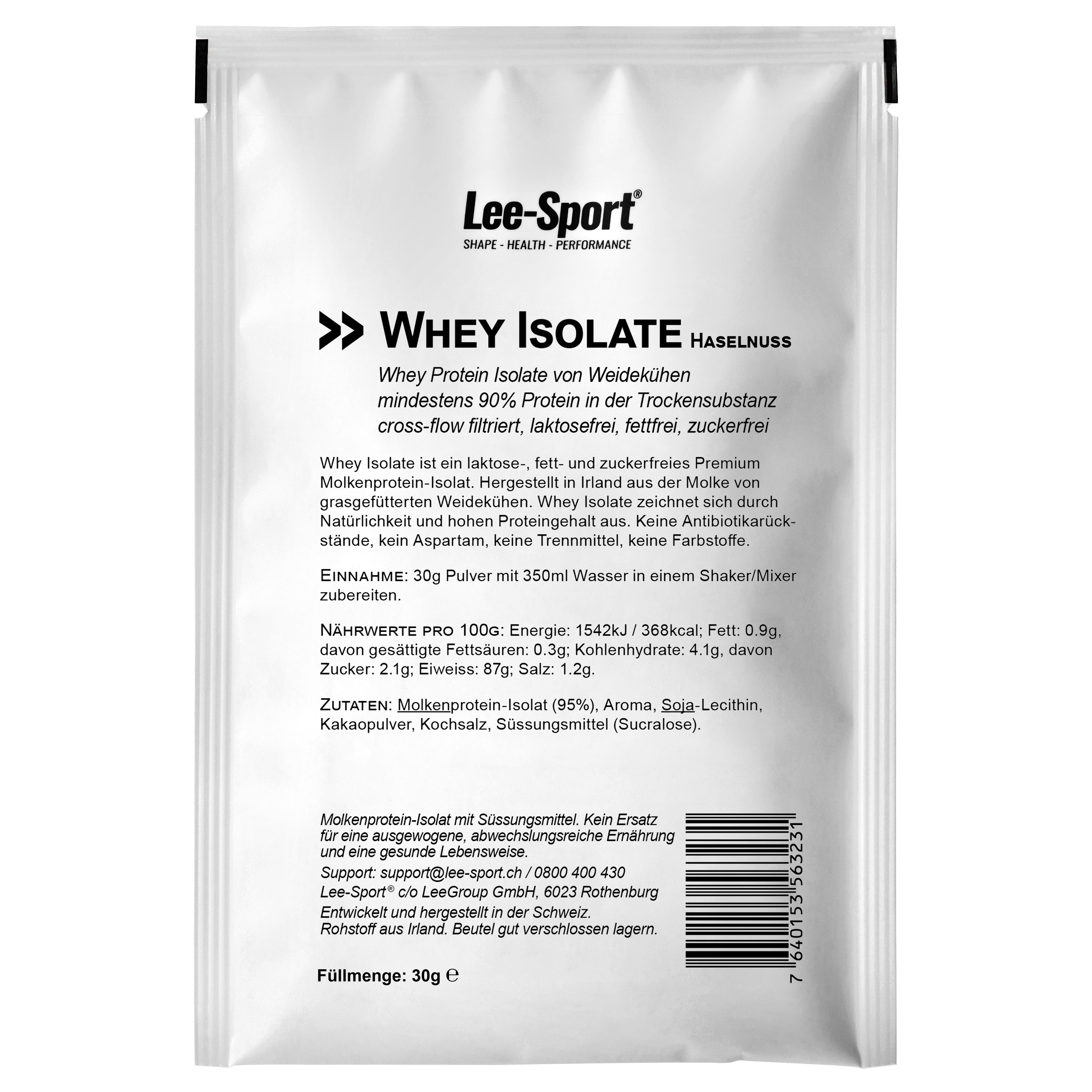 Whey Isolate Haselnuss Probe