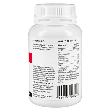 Zink Gluconat, Nutrition Facts