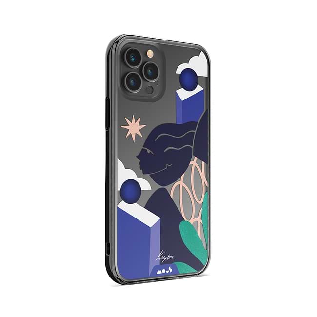 Clear Protective Phone Case Transparent Qi Wireless Charging Kelly Anna Blue Lady Face Sky High Art Design |