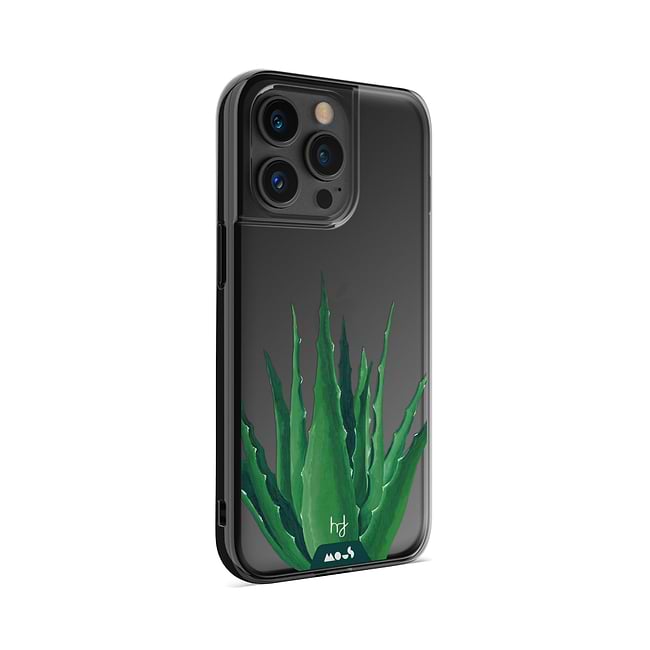Clear Protective Phone Case Transparent Qi Wireless Charging Spiky Plant Aloe Vera Henry Fraser Design | iPhone 13 Pro Max,iPhone 13 Pro,iPhone 14 Pro Max,iPhone 14 Pro,iPhone 12 Pro Max,iPhone 12 Pro
