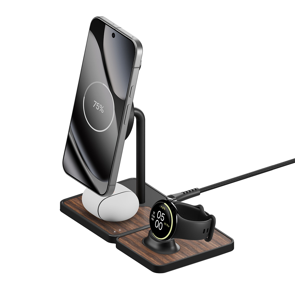 Wireless Charging Stand Pixel Watch Charger Walnut