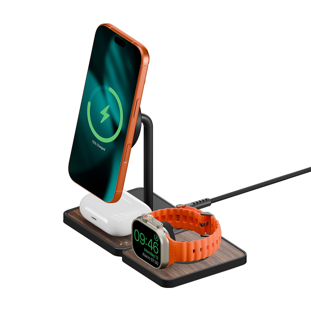 Wireless Charging Stand Apple Watch Charger Walnut
