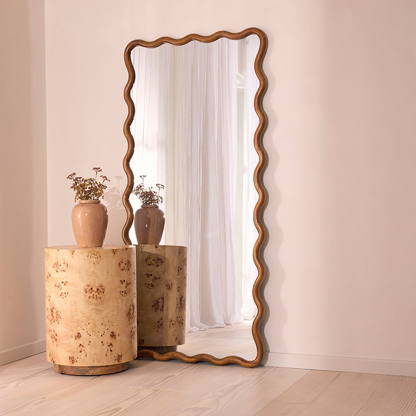 Marea - Dark Wood Wavy Retro Full Length Mirror 170cm x 80cm