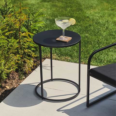 Black Modern Rounded Garden Side table