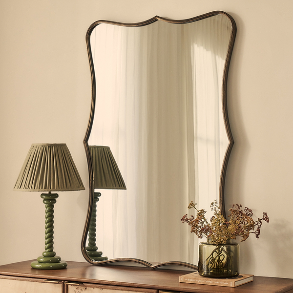 Elise - Antique Bronze Art Deco Metal Overmantle Mirror 120cm x 80cm