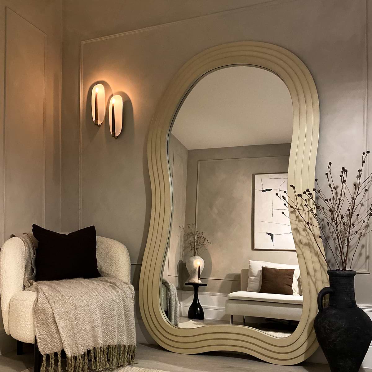 Luciana - Full Length Irregular Concrete Extra Large Mirror 200cm x 120cm