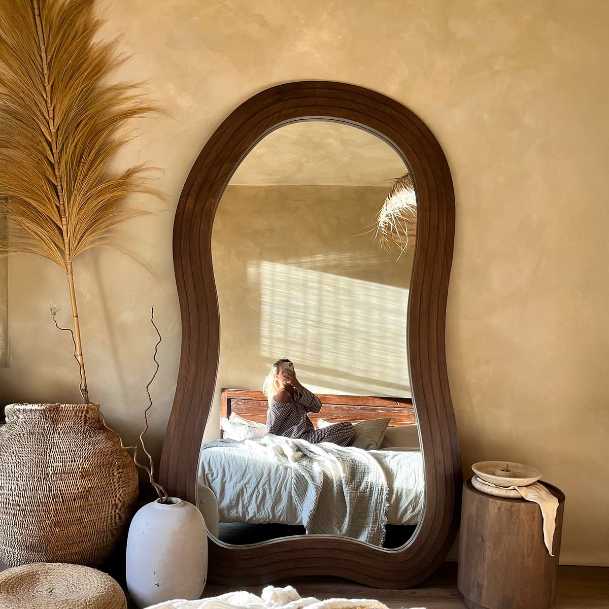 Luciana - Full Length Irregular Dark Wood Extra Large Mirror 200cm x 120cm