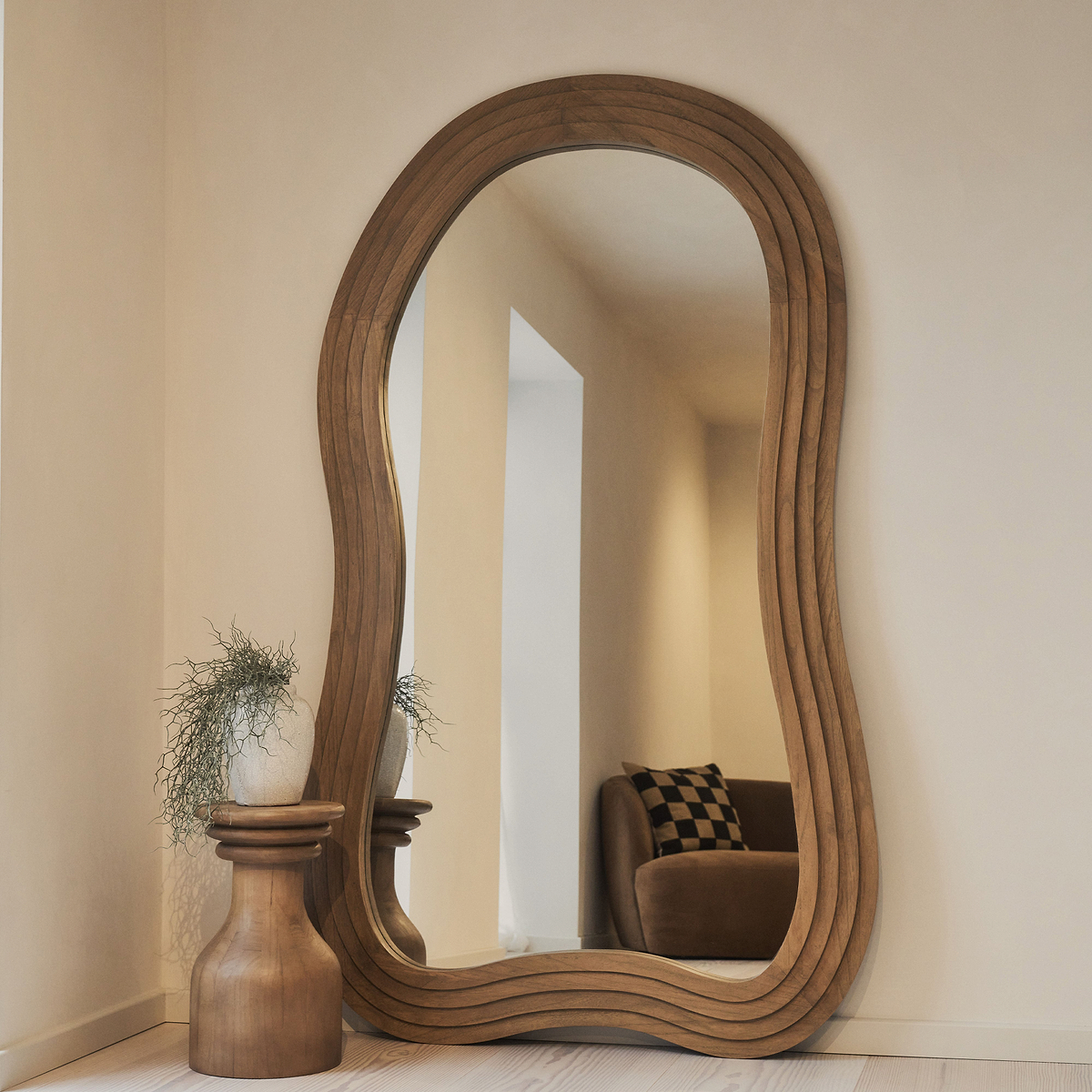 Luciana - Full Length Irregular Warm Wood Extra Large Mirror 200cm x 120cm