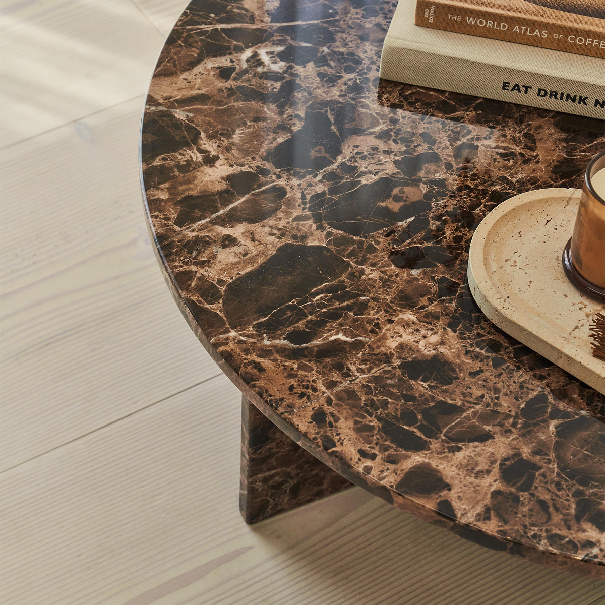 Ravello - Dark Emperador Round Premium Solid Marble Coffee Table