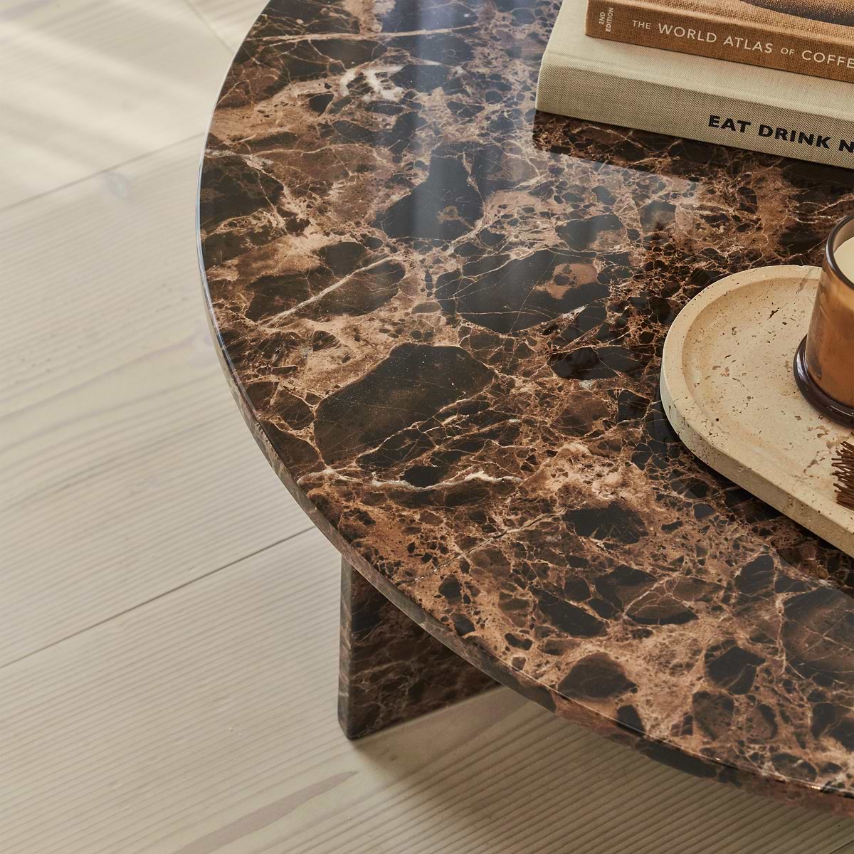 Ravello - Dark Emperador Round Premium Solid Marble Coffee Table