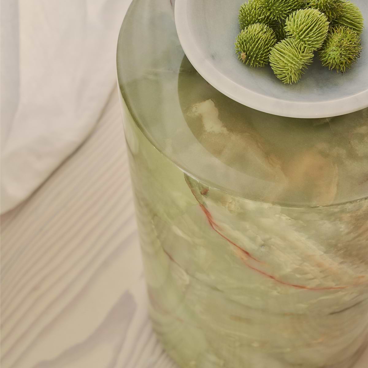 Atella - Green Onyx Round Premium Solid Marble Side Table