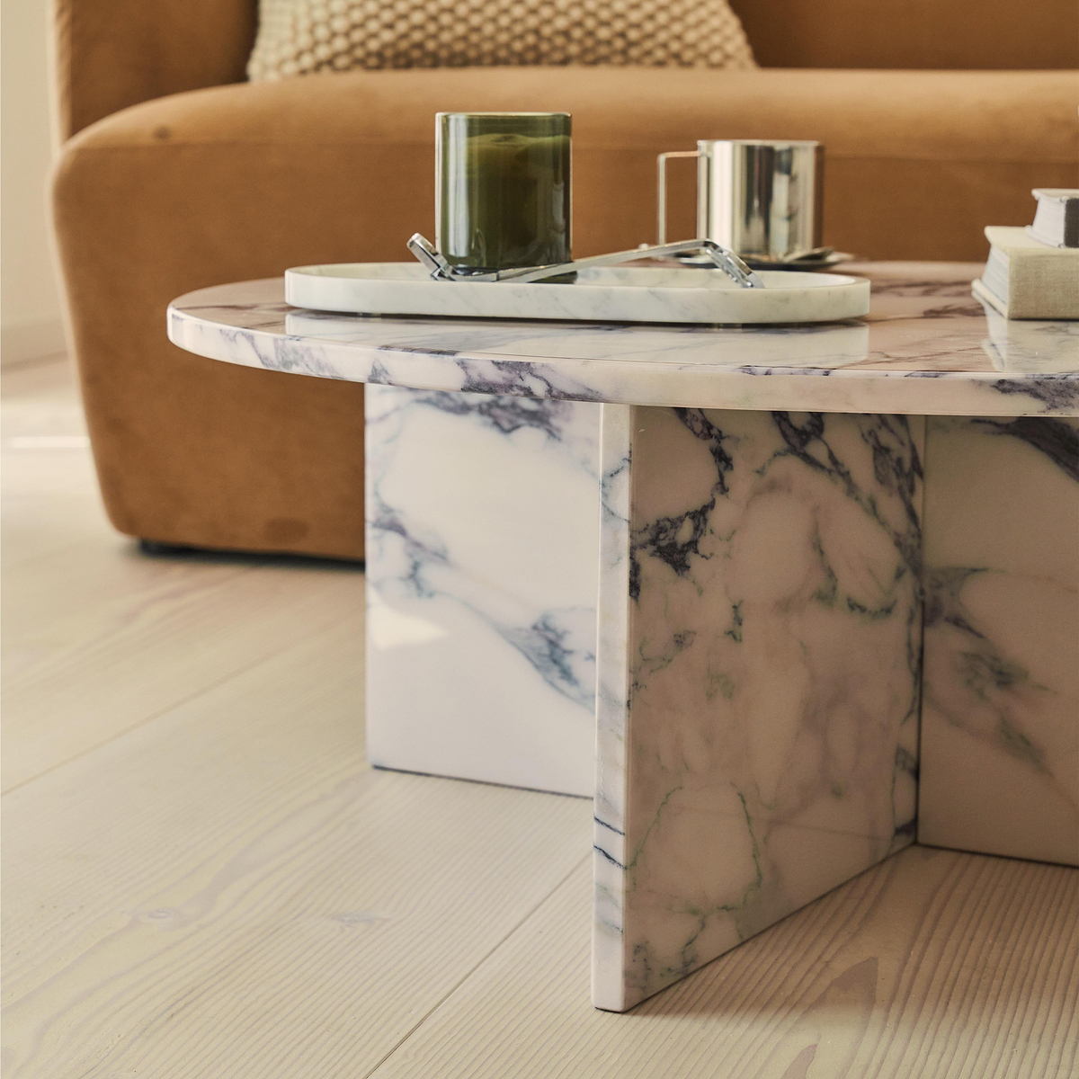 Ravello - Arabescato Round Premium Solid Marble Coffee Table