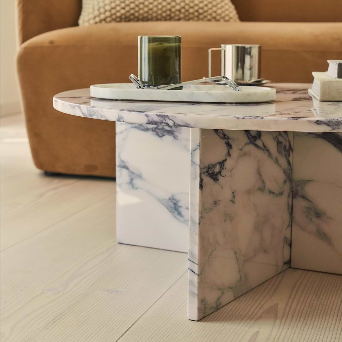 Ravello - Arabescato Round Premium Solid Marble Coffee Table