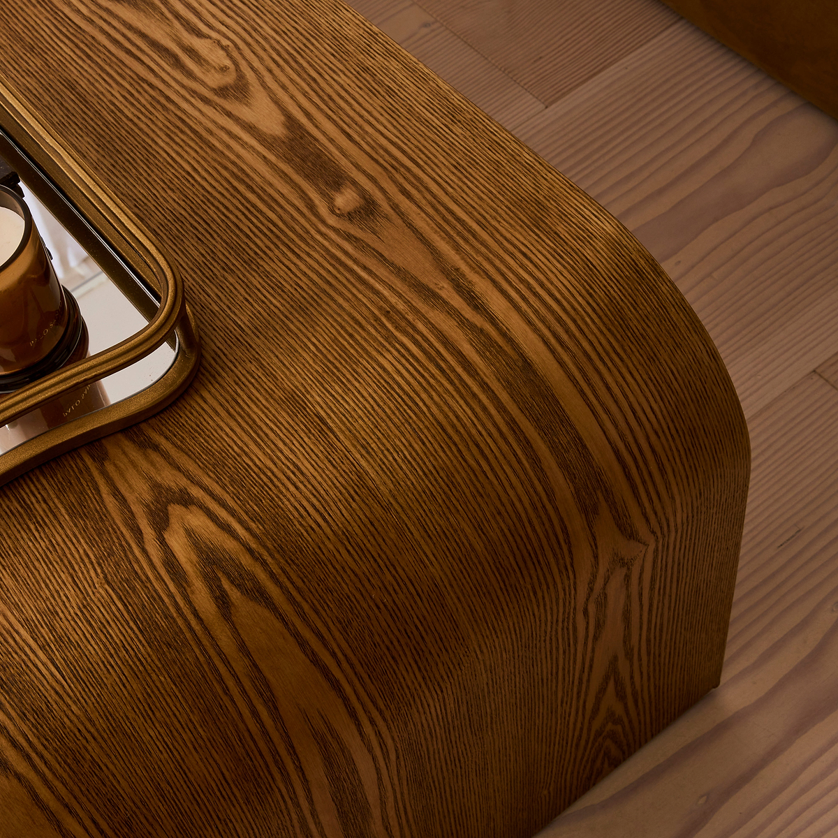 Serafina- Warm Wood Wavy Arched Premium Coffee Table