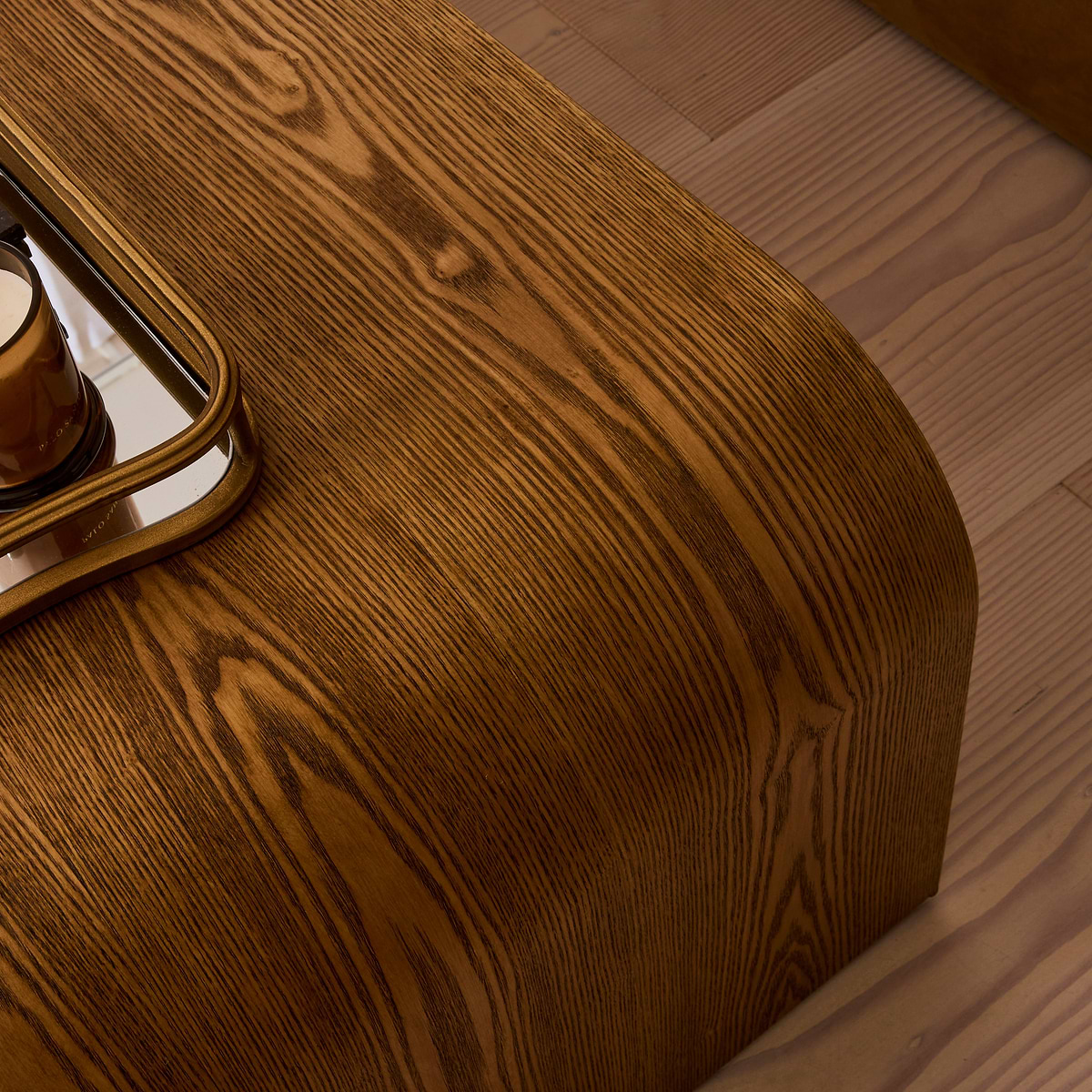 Serafina- Warm Wood Wavy Arched Premium Coffee Table