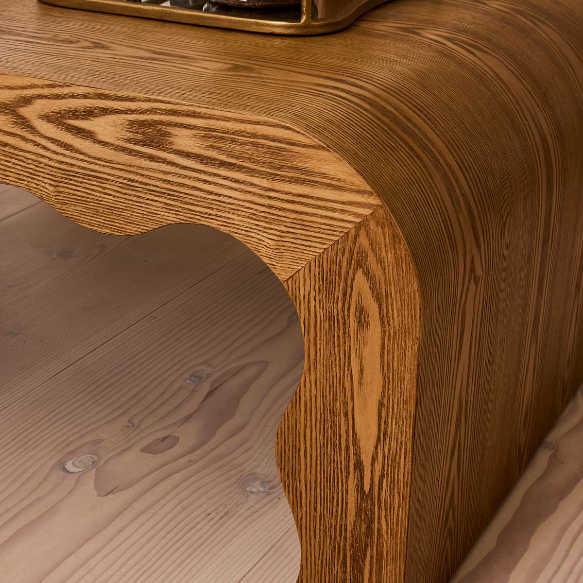 Serafina- Warm Wood Wavy Arched Premium Coffee Table