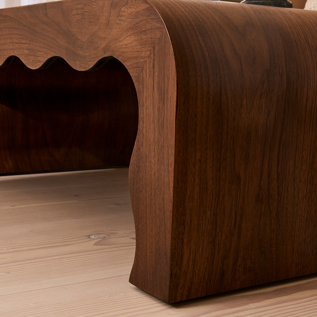 Serafina- Dark Wood Wavy Arched Premium Coffee Table