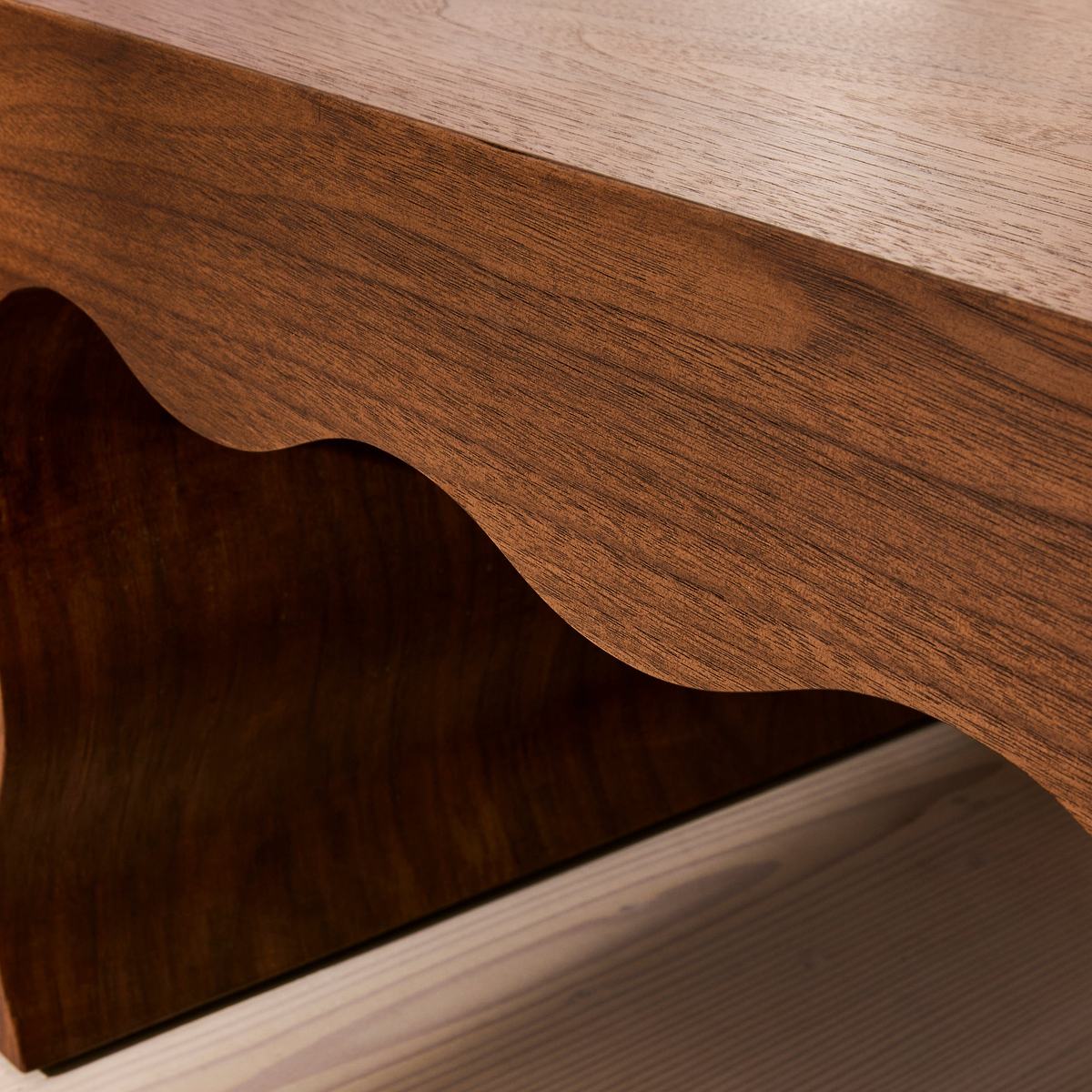Serafina- Dark Wood Wavy Arched Premium Coffee Table