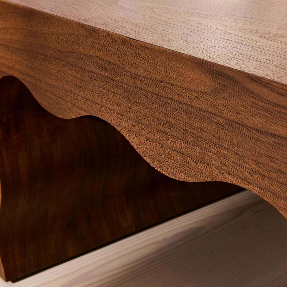 Serafina- Dark Wood Wavy Arched Premium Coffee Table