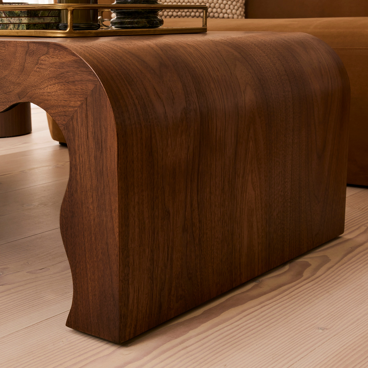 Serafina- Dark Wood Wavy Arched Premium Coffee Table