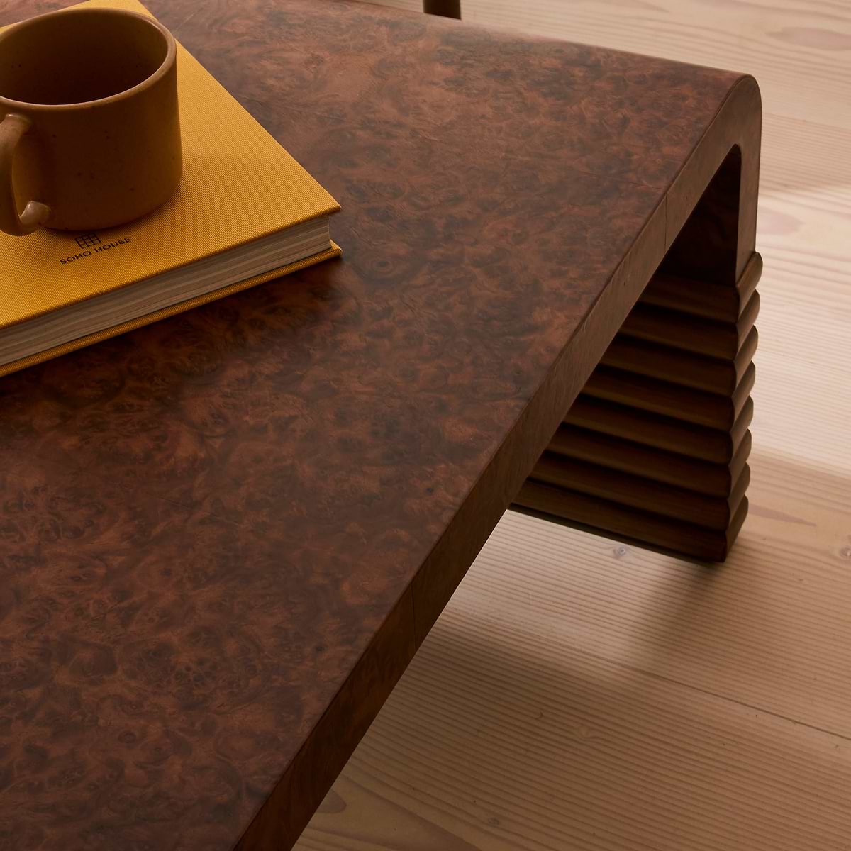 Eliana - Dark Burl Curved Dark Wood Premium Coffee Table