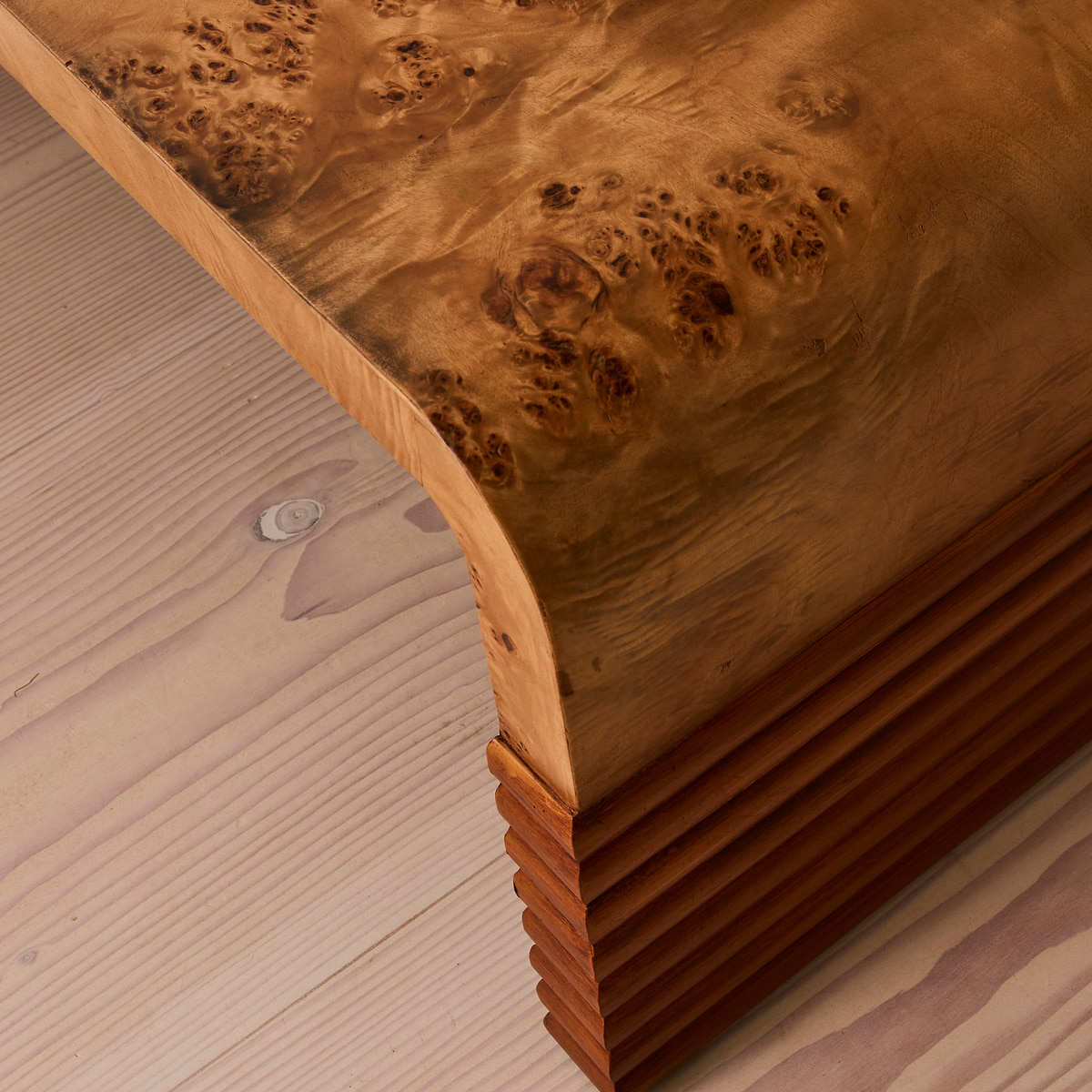 Eliana - Natural Burl Curved Warm Wood Premium Coffee Table