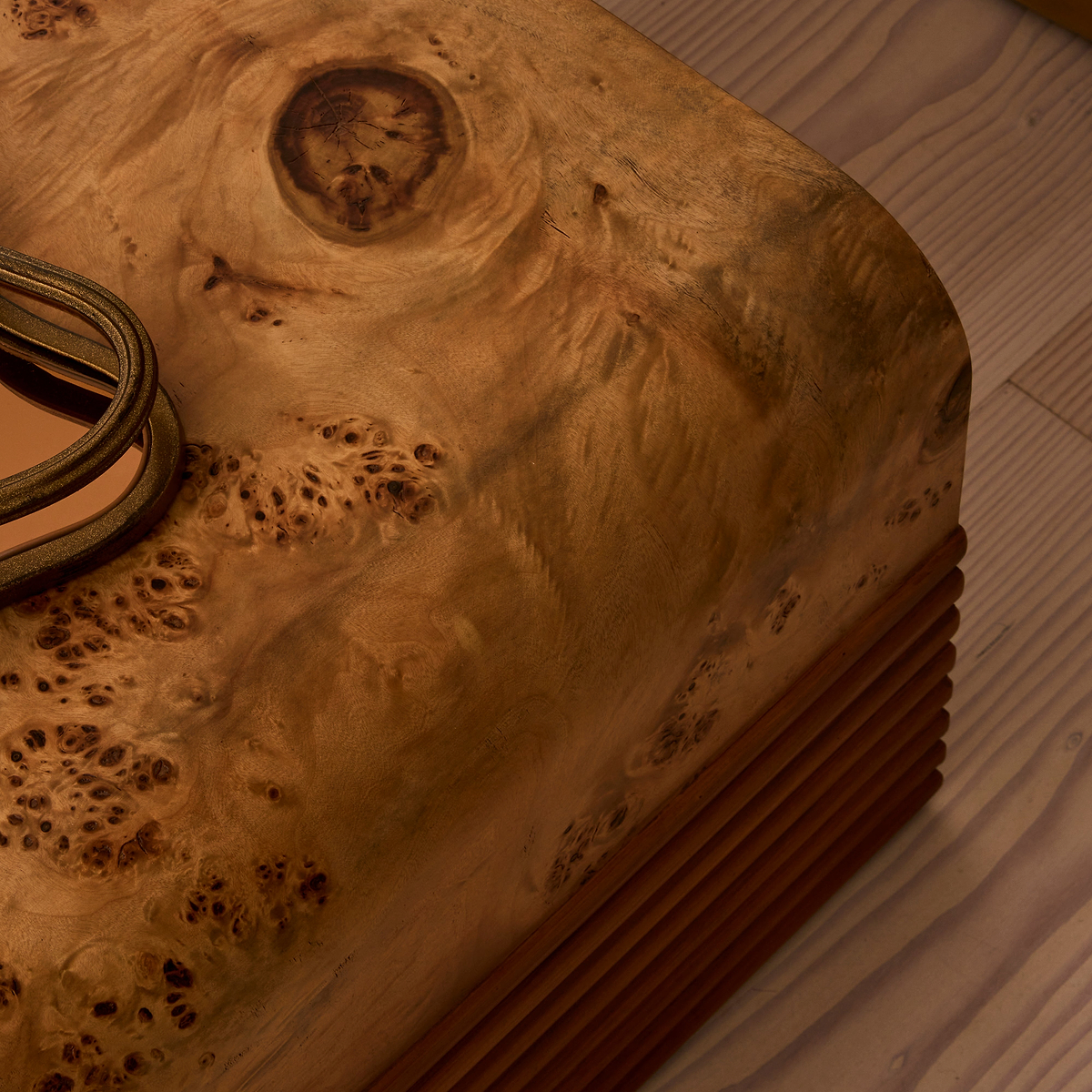 Eliana - Natural Burl Curved Warm Wood Premium Coffee Table