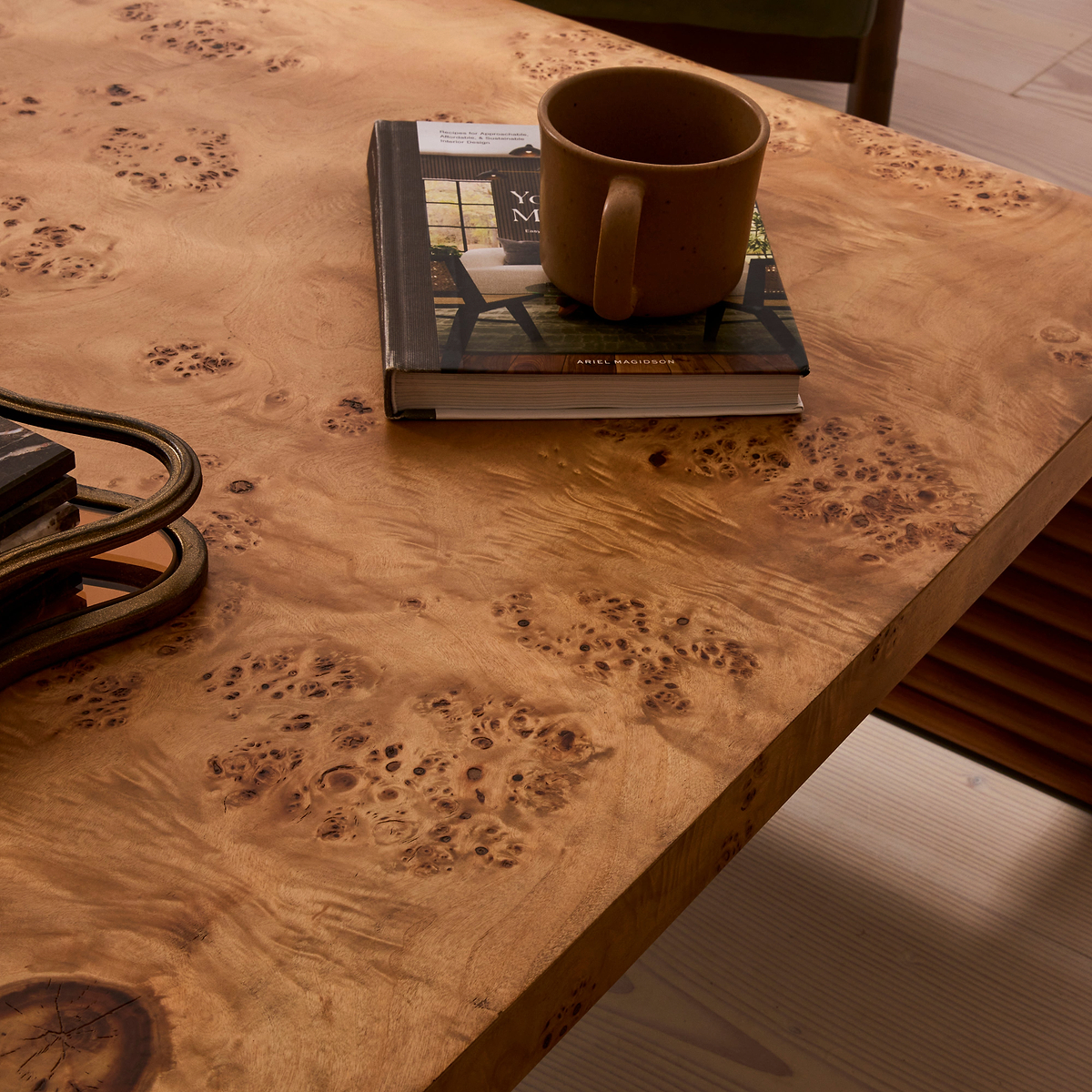 Eliana - Natural Burl Curved Warm Wood Premium Coffee Table