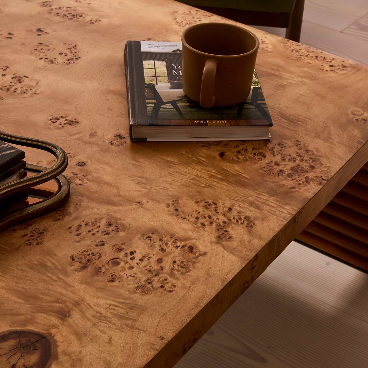 Eliana - Natural Burl Curved Warm Wood Premium Coffee Table
