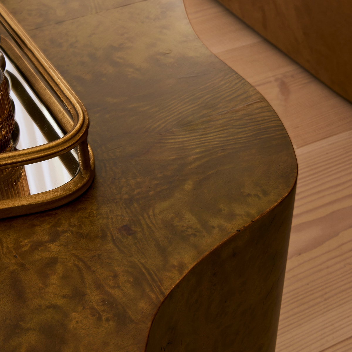 Oriana - Green Burl Wavy Oval Premium Coffee Table