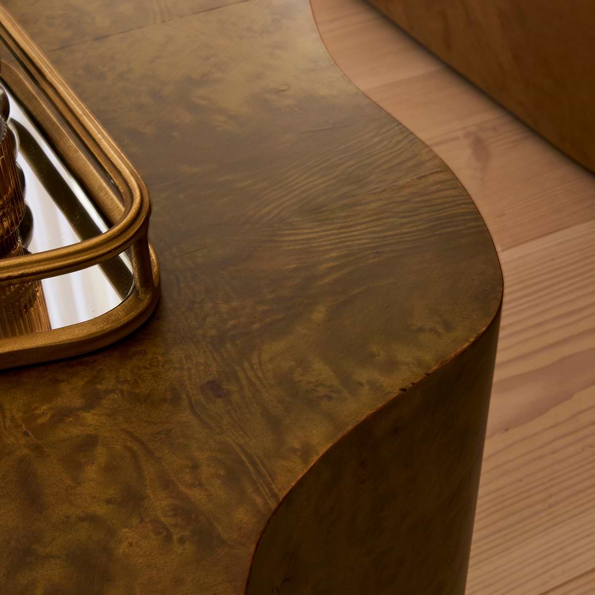 Oriana - Green Burl Wavy Oval Premium Coffee Table