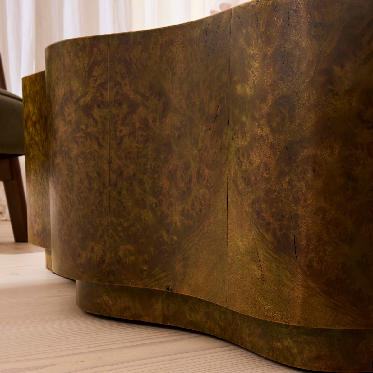 Oriana - Green Burl Wavy Oval Premium Coffee Table