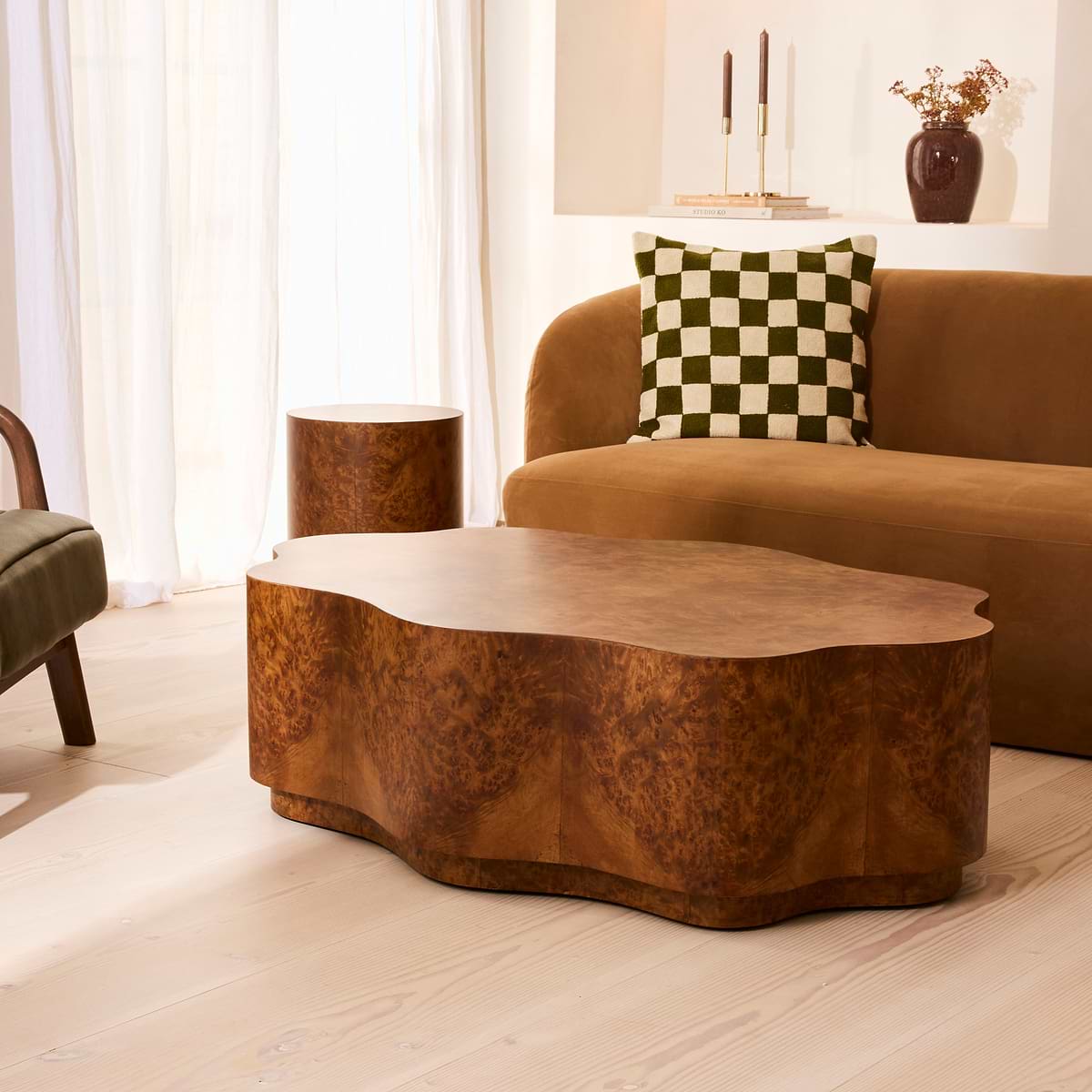 Oriana - Gold Burl Wavy Oval Premium Coffee Table