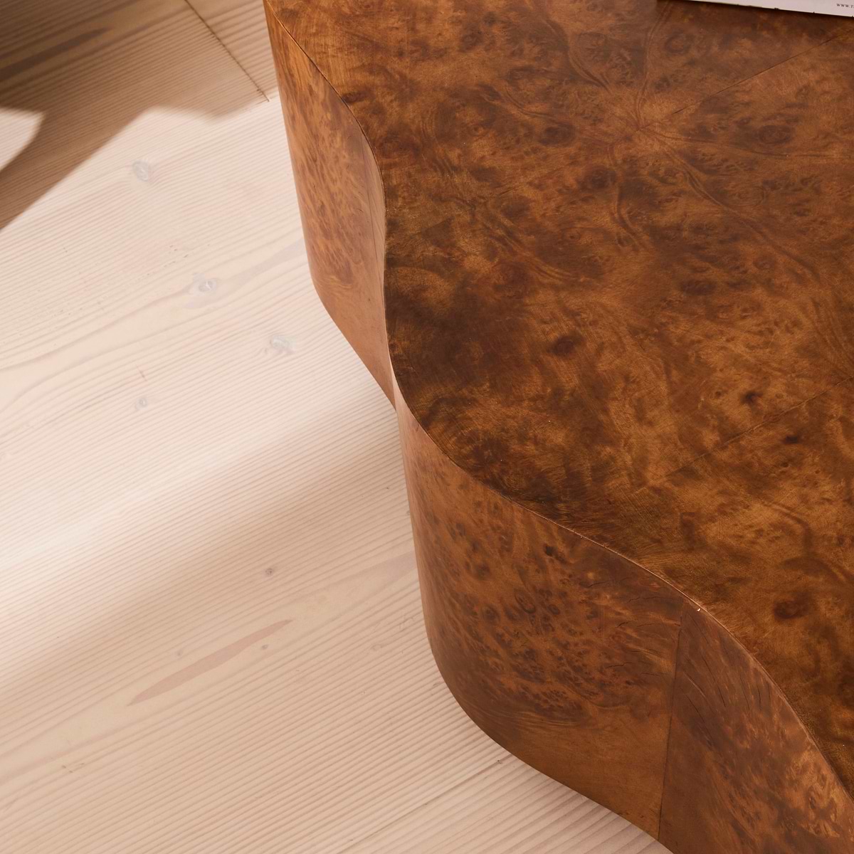 Oriana - Gold Burl Wavy Oval Premium Coffee Table