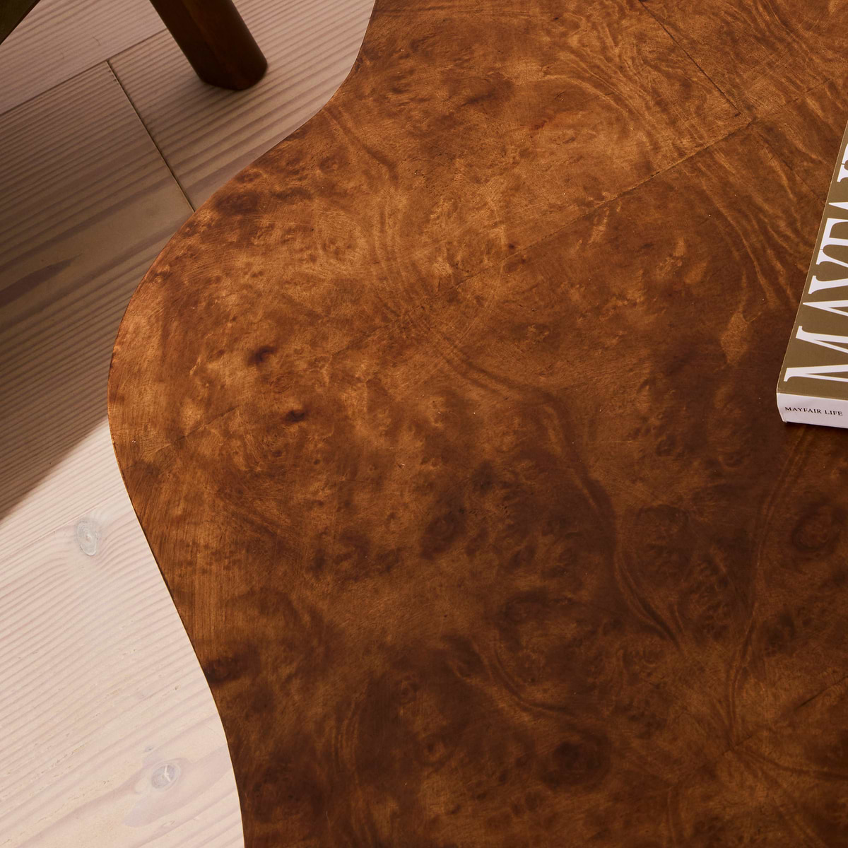 Oriana - Gold Burl Wavy Oval Premium Coffee Table