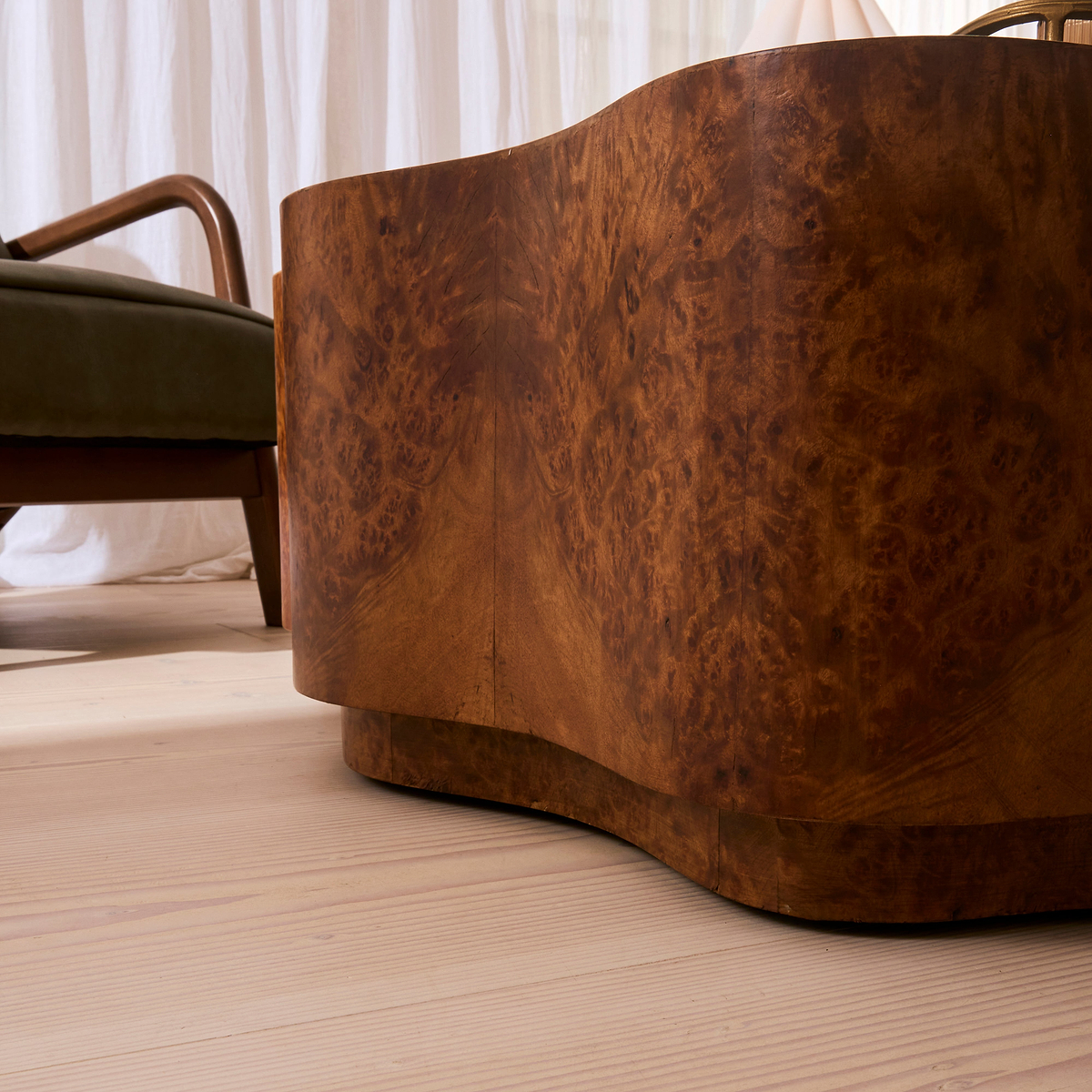 Oriana - Gold Burl Wavy Oval Premium Coffee Table