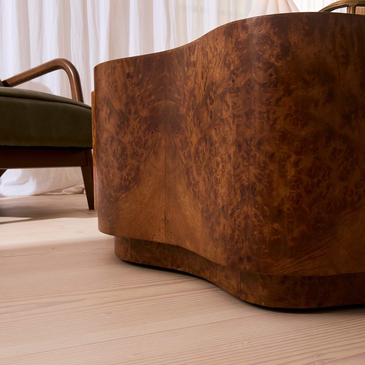 Oriana - Gold Burl Wavy Oval Premium Coffee Table