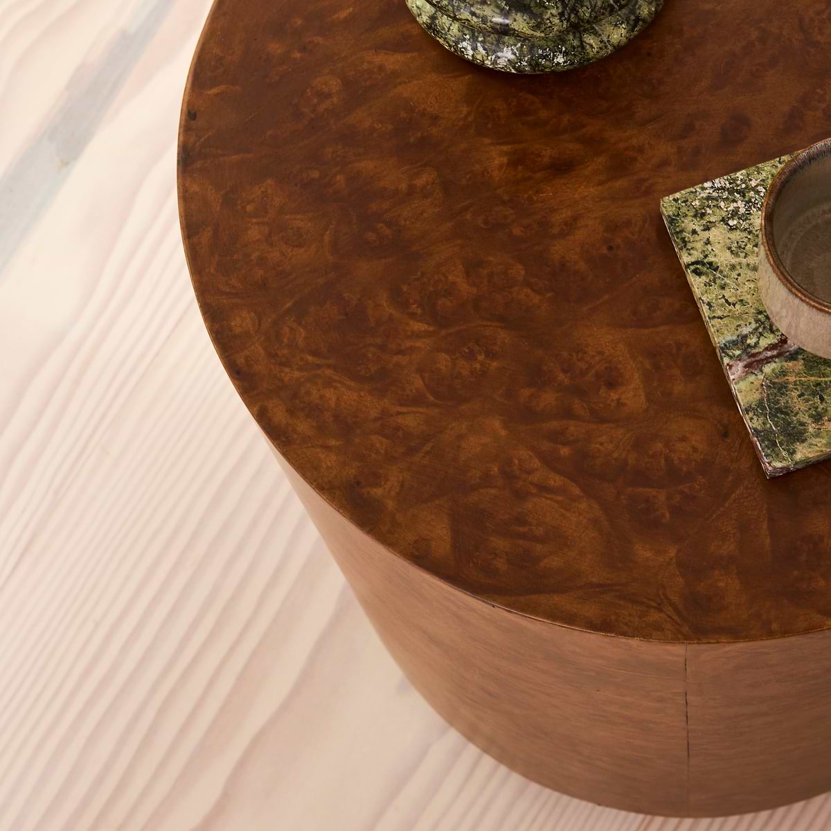 Arbour - Gold Burl Wood Premium Round Side Table