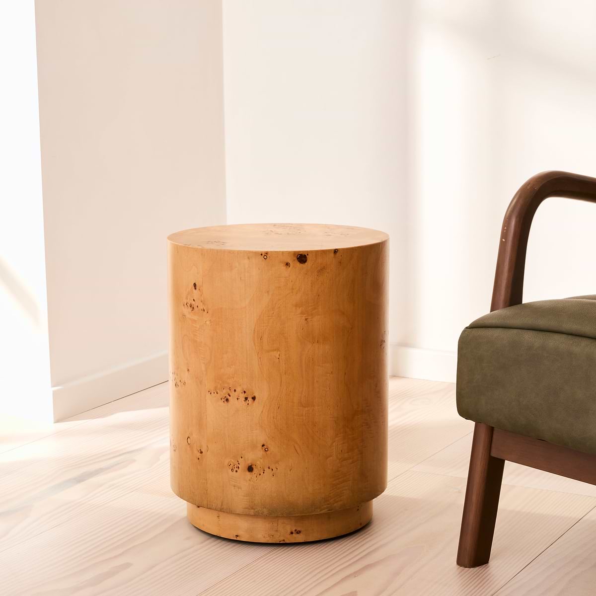 Arbour - Natural Burl Wood Premium Round Side Table
