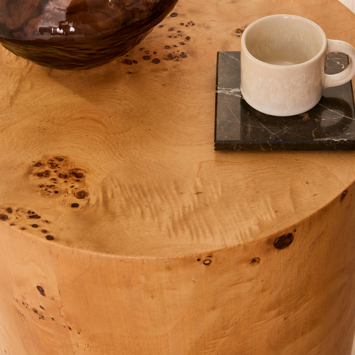 Arbour - Natural Burl Wood Premium Round Side Table