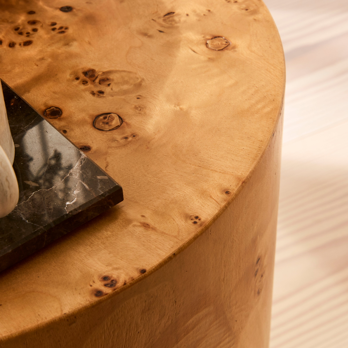 Arbour - Natural Burl Wood Premium Round Side Table