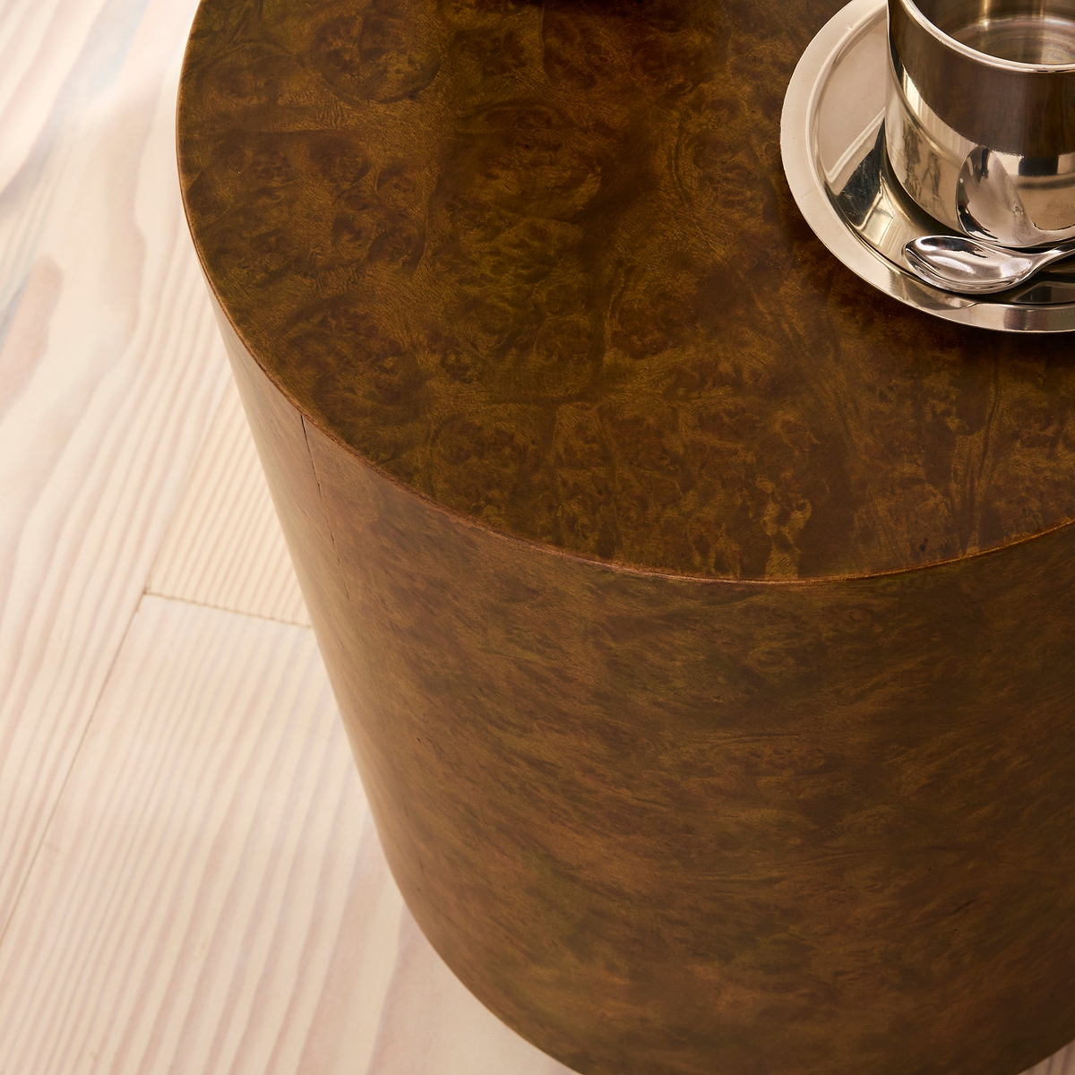 Arbour - Green Burl Wood Premium Round Side Table